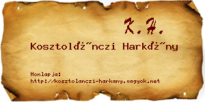 Kosztolánczi Harkány névjegykártya